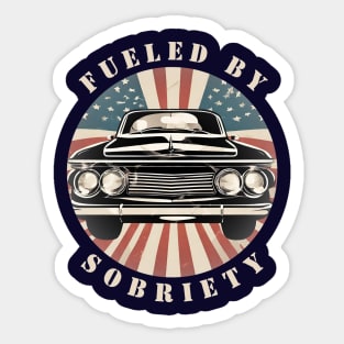 Classic American Car Fueled By Sobriety Sticker